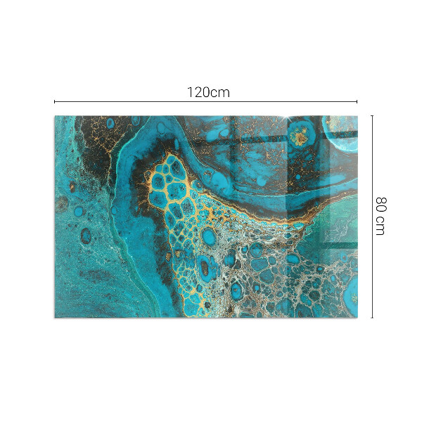 Rectangular tempered glass hearth Organic pattern in an abstract style