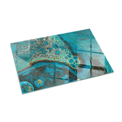 Rectangular tempered glass hearth Organic pattern in an abstract style