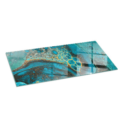 Rectangular tempered glass hearth Organic pattern in an abstract style