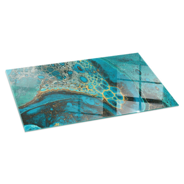 Rectangular tempered glass hearth Organic pattern in an abstract style