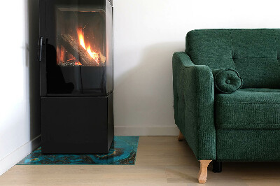 Rectangular tempered glass hearth Organic pattern in an abstract style