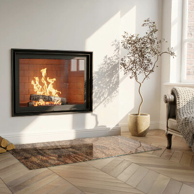 Rectangular tempered glass hearth Pine wood pattern