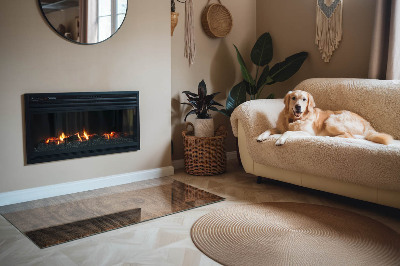 Rectangular tempered glass hearth Pine wood pattern