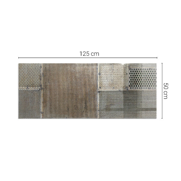 Rectangular glass hearth Perforated steel motif