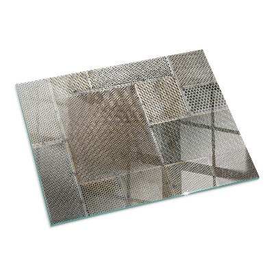 Rectangular glass hearth Perforated steel motif
