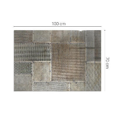 Rectangular glass hearth Perforated steel motif