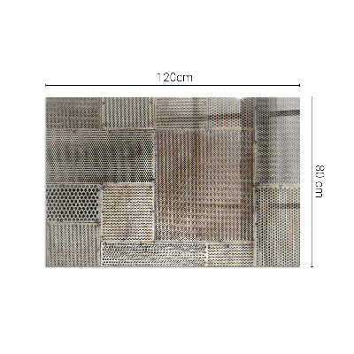 Rectangular glass hearth Perforated steel motif