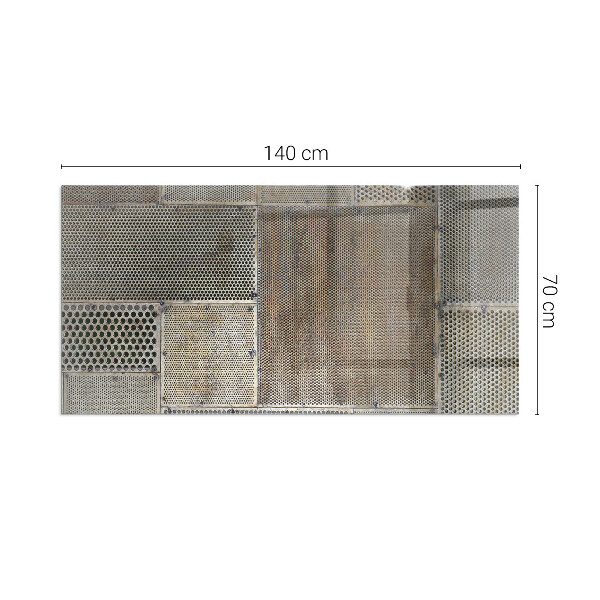 Rectangular glass hearth Perforated steel motif