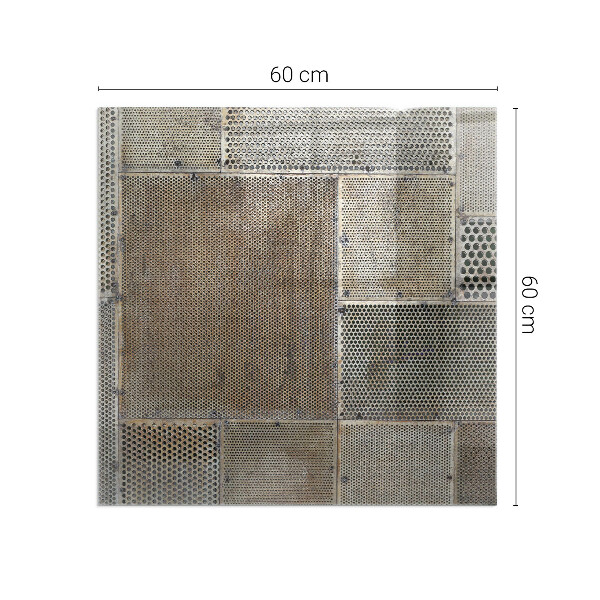 Rectangular glass hearth Perforated steel motif