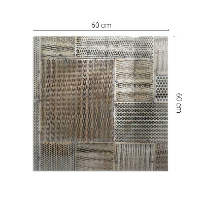 Rectangular glass hearth Perforated steel motif