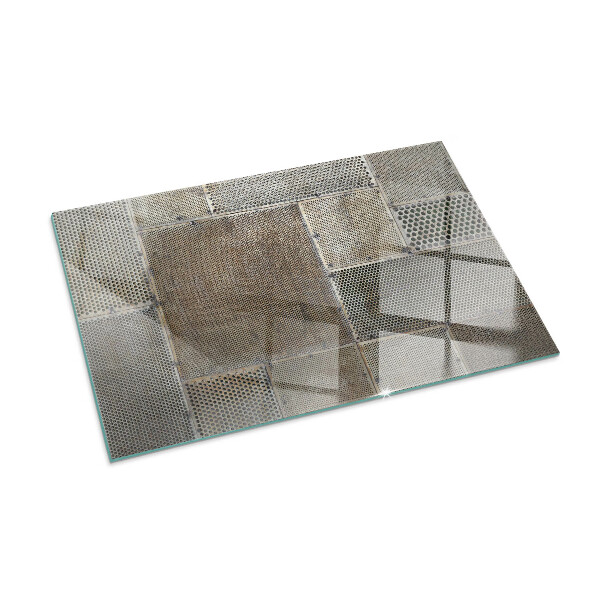 Rectangular glass hearth Perforated steel motif
