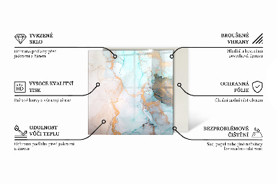 Rectangular glass hearth for wood stove Marble texture in an elegant style