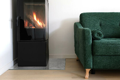 Rectangular glass hearth for wood stove Marble texture in an elegant style