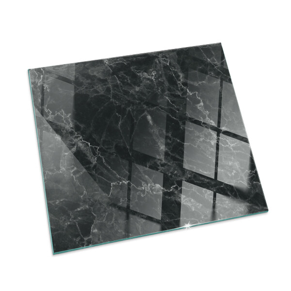 Rectangular tempered glass hearth Stylish marble motif