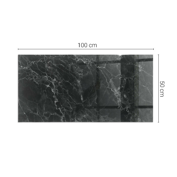 Rectangular tempered glass hearth Stylish marble motif