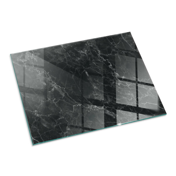 Rectangular tempered glass hearth Stylish marble motif
