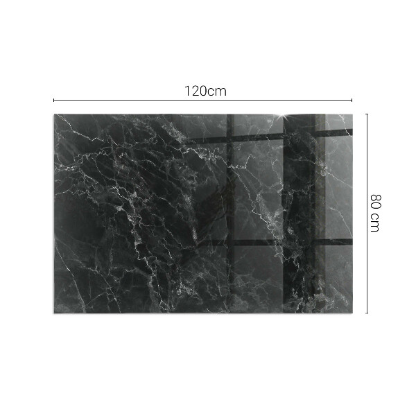Rectangular tempered glass hearth Stylish marble motif