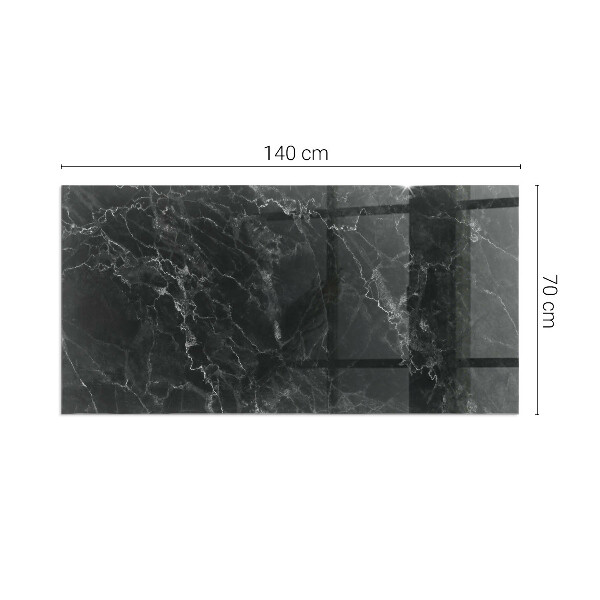 Rectangular tempered glass hearth Stylish marble motif