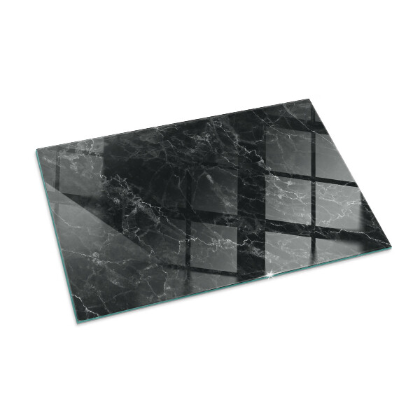 Rectangular tempered glass hearth Stylish marble motif