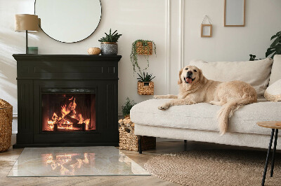 Rectangular glass hearth for wood stove Stone pattern inspired by nature