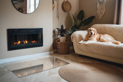 Rectangular glass hearth for wood stove Stone pattern inspired by nature