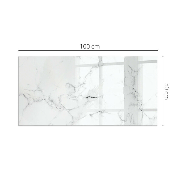 Rectangular glass hearth Marble motif with delicate veins