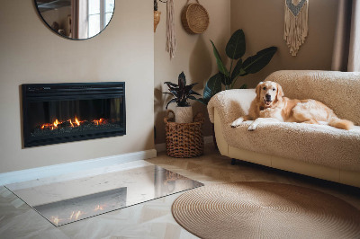 Rectangular glass hearth Marble motif with delicate veins