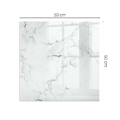 Rectangular glass hearth Marble motif with delicate veins