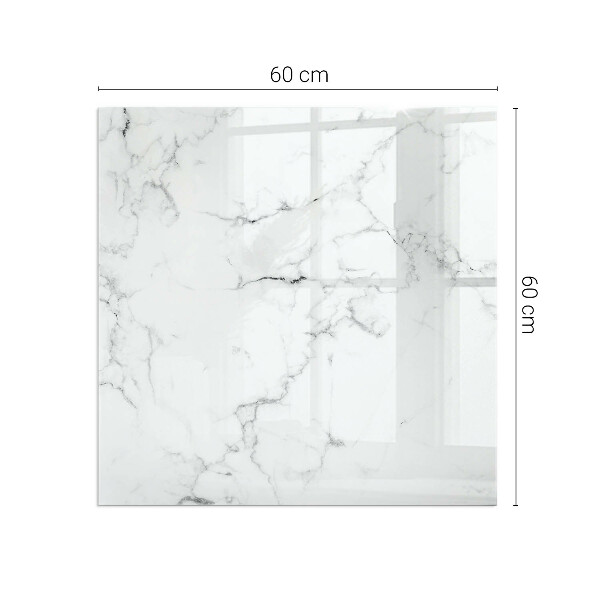 Rectangular glass hearth Marble motif with delicate veins