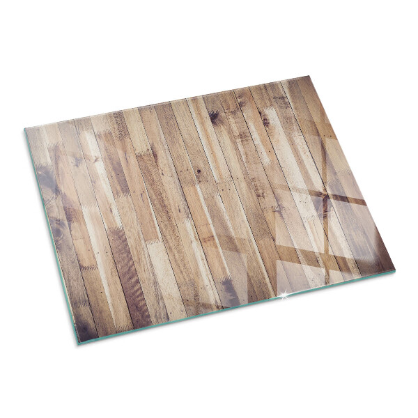 Rectangular glass hearth for wood stove Wooden pattern in a geometric arrangement