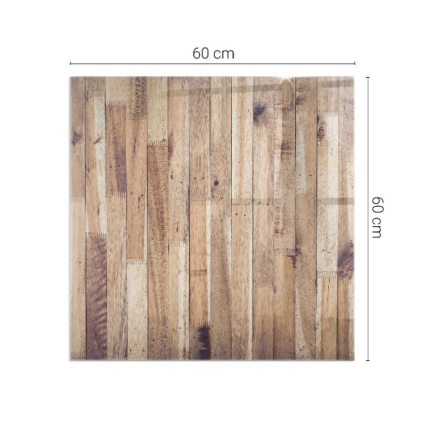 Rectangular glass hearth for wood stove Wooden pattern in a geometric arrangement