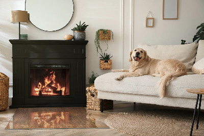 Rectangular tempered glass hearth Rust print on metal surface