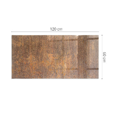Rectangular tempered glass hearth Rust print on metal surface