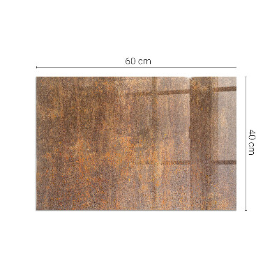 Rectangular tempered glass hearth Rust print on metal surface
