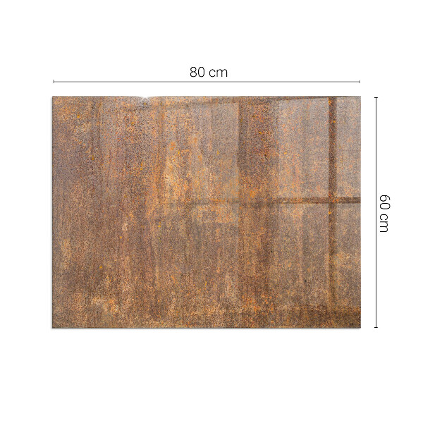 Rectangular tempered glass hearth Rust print on metal surface