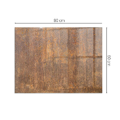 Rectangular tempered glass hearth Rust print on metal surface