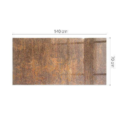 Rectangular tempered glass hearth Rust print on metal surface