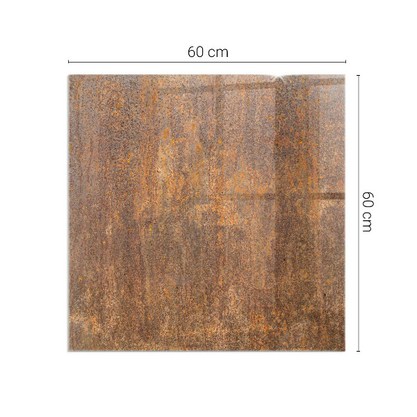 Rectangular tempered glass hearth Rust print on metal surface