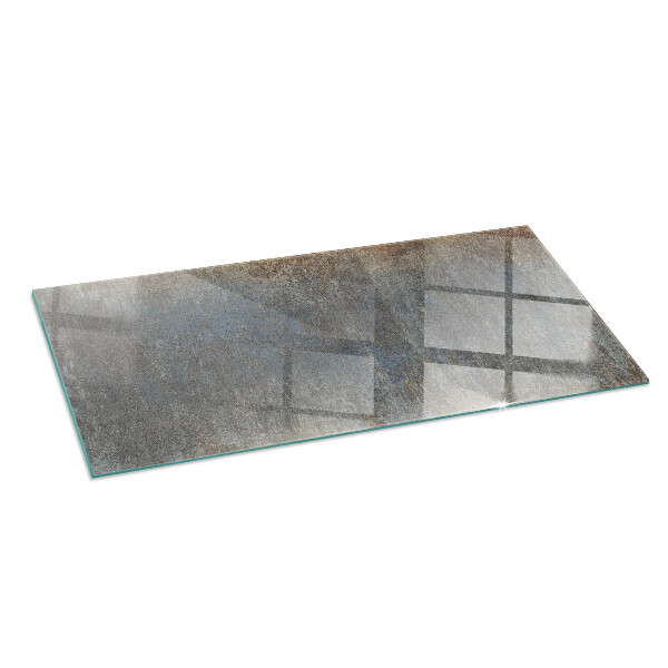 Rectangular glass hearth Abstract pattern with varied textures