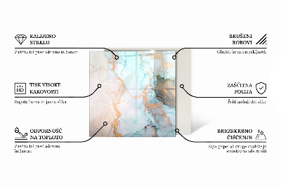 Rectangular glass hearth Abstract pattern with varied textures