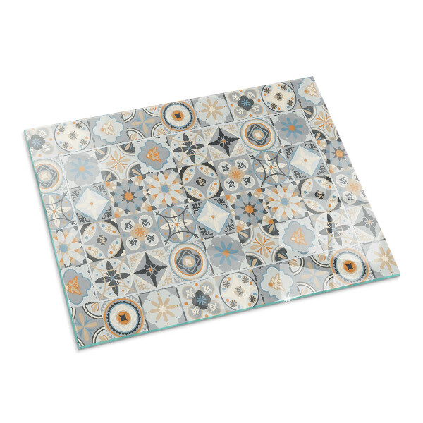 Rectangular tempered glass hearth Mosaic patterns in tiled shapes