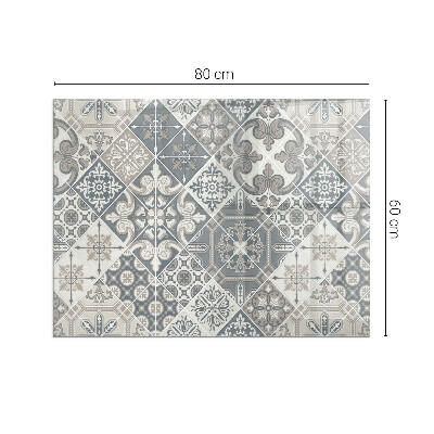 Rectangular glass hearth for wood stove Arrangement of mosaic decorations