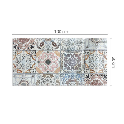 Rectangular glass hearth for wood stove Mosaic patterns in tiles