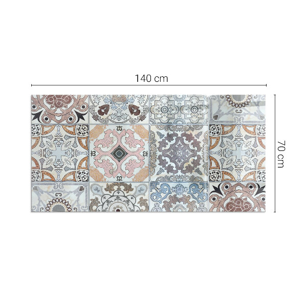 Rectangular glass hearth for wood stove Mosaic patterns in tiles