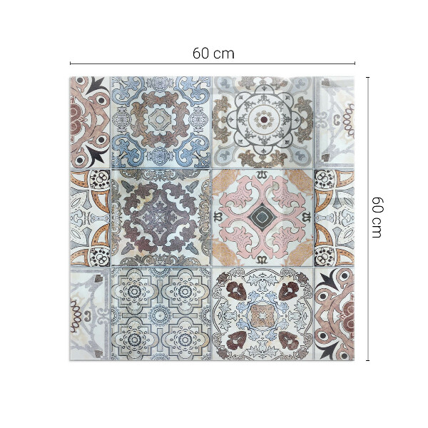 Rectangular glass hearth for wood stove Mosaic patterns in tiles