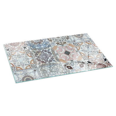 Rectangular glass hearth for wood stove Mosaic patterns in tiles