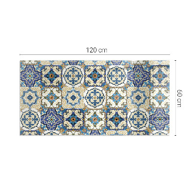 Rectangular glass hearth Mosaic motif with floral accents