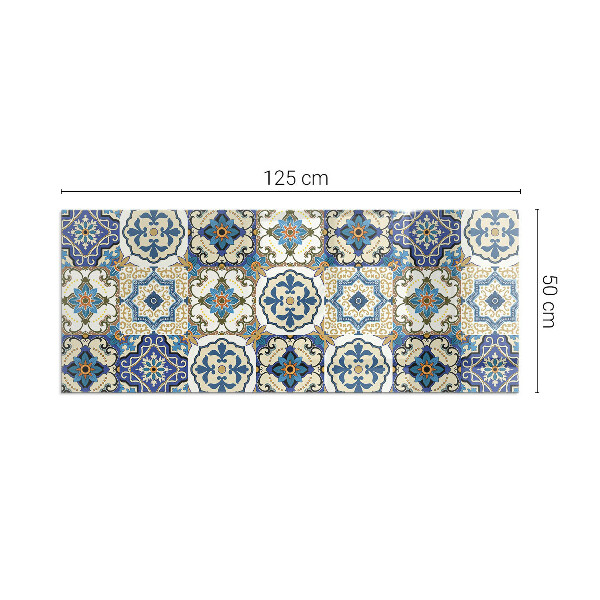 Rectangular glass hearth Mosaic motif with floral accents