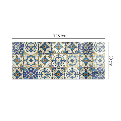 Rectangular glass hearth Mosaic motif with floral accents