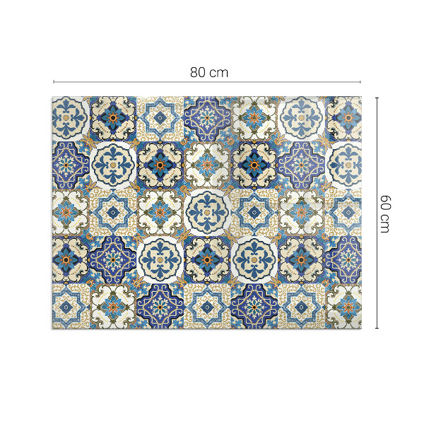 Rectangular glass hearth Mosaic motif with floral accents